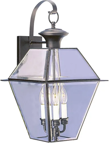 Vista 13 de Livex Lighting 2381-02 - Farol de pared para exteriores, latón pulido Persianas de vidrio biselado transparente