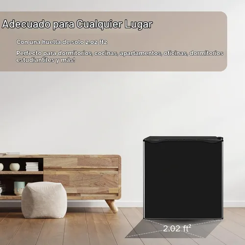 Vista 6 de Refrigerador pequeño de 1.7 pies cúbicos con congelador, bajo ruido, bajo consumo, refrigerador de encimera, refrigerador de una sola puerta