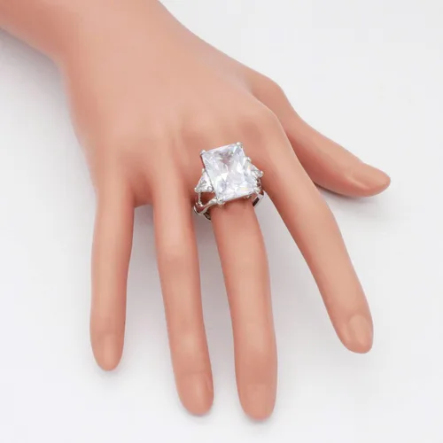 Vista 8 de Lavencious Anillos grandes y radiantes con piedras CZ elásticas para mujer, talla 7-9