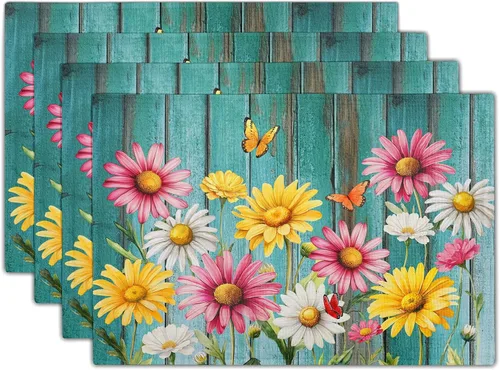 Vista 17 de Fall Placemats 12×18 Inches Set of 4 Autumn Leaves Festival Indoor Kitchen Dining Table Place Mats for Home Party Decoration