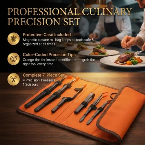 Vista 2 de Manjushri Pinzas para chef profesional, tijeras, alicates para hueso, juego de hornear (negro)