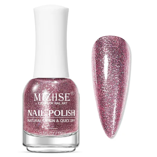 Vista 21 de MIZHSE Translucent Shimmering Nail Polish, Quick Dry Clear Glitter White brillo claro