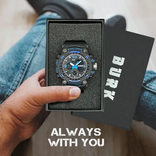 Vista 3 de BURK 1742 Mens Watches Multifunction Watch Men Sports Wristwatches Military Shockproof Fashion Digital Waterproof