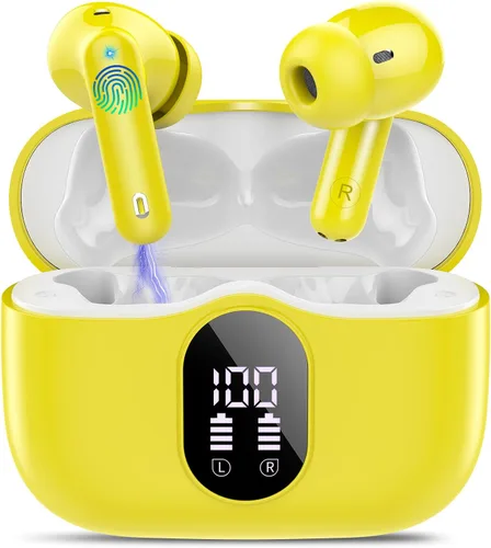 Vista 15 de Auriculares inalámbricos, Auriculares Bluetooth 5.4 con graves estéreo, Auriculares intrauriculares con micrófono de cancelación de ruido y pantalla