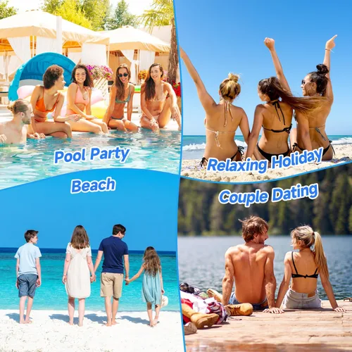 Vista 6 de 2 paquetes de flotadores inflables para piscina para adultos, sillas flotantes 4 en 1, accesorios inflables para piscina, fideos, juguetes