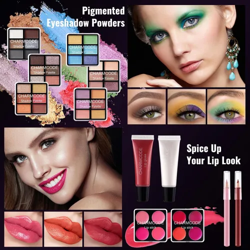 Vista 7 de Kit completo de maquillaje para adolescentes y mujeres, estuche de tren de belleza con juego de cosméticos de iniciación, caja de regalo de San