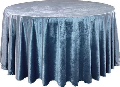 Vista 24 de YOUR CHAIR COVERS - Mantel redondo de terciopelo de 120 pulgadas - Mantel de lino negro para mesas redondas estándar