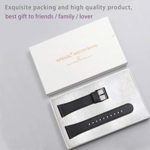 Vista 7 de WFEAGL Correa para Fitbit Versa, correa de cuero de grano superior para reloj inteligente Fitbit Versa Fitness (correa negra + hebilla negra)