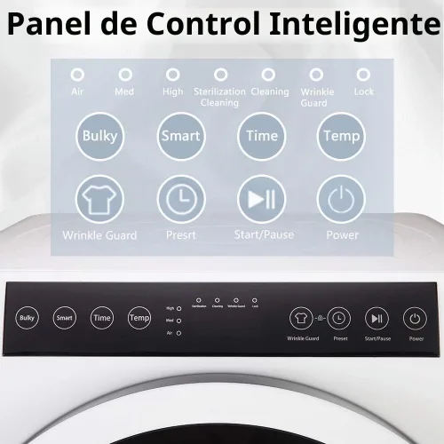 Vista 3 de ROVSUN Secadora de ropa portátil de 3.5 pies cúbicos, secadora de ropa de carga frontal de alta gama con pantalla táctil LCD, bañera de acero