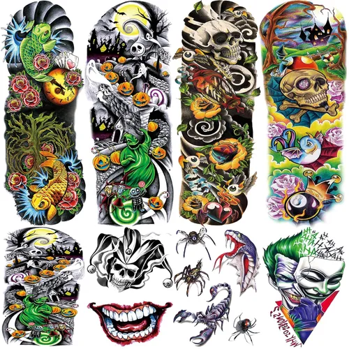 Vista 17 de Mangas temporales para tatuaje del 4 de julio para hombres y mujeres, 4 hojas grandes de brazo completo de Estados Unidos, patriótico 4 de julio