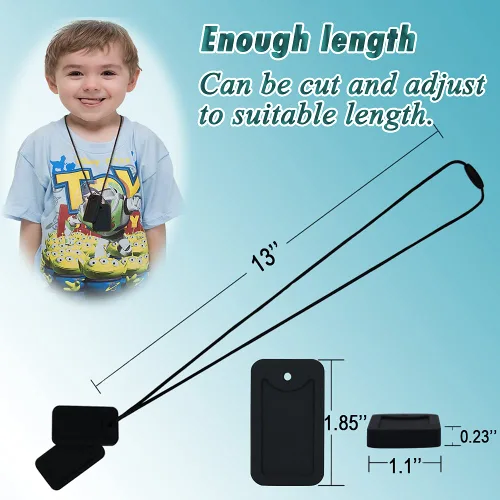 Vista 5 de Collar sensorial masticable para niños y adultos, colgante de etiqueta de perro de silicona masticable para autismo, TDAH, SPD, PICA y necesidades