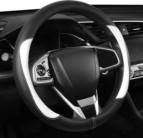 Vista 8 de Szttswamp - Funda para volante de automóvil, piel de microfibra, 14.5-15 pulgadas (negro)