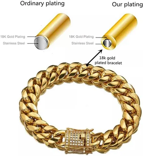 Vista 5 de Collar o pulsera de cadena de eslabones cubanos de oro de 18 quilates para hombres y mujeres de 0.315in, 0.394in, 0.472in, 0.551in, 0.709in, cadena