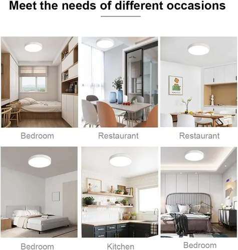 Vista 5 de Led Ceiling Light with Remote White 16 "24w Flush Mount Suitable for Bedroom, Kids Room,Hallway, Balcony, Checkroom,Office,Bathroom Ceiling Lamp