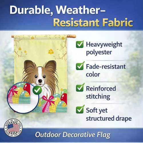 Vista 376 de Caroline's Treasures BB1923GF Bandera decorativa para jardín con diseño de Border Collie, para caza de huevos de Pascua, para jardín, jardín, patio