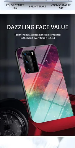 Vista 5 de IVY Funda de cristal templado cielo estrellado para Huawei P40 Pro+ Plus Case - A