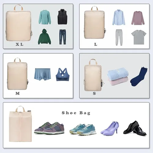 Vista 141 de BAGAIL 4 Set/6 Set Ultraligero Compresión Embalaje Cubos Organizador de Embalaje para Accesorios de Viaje Equipaje Maleta Mochila