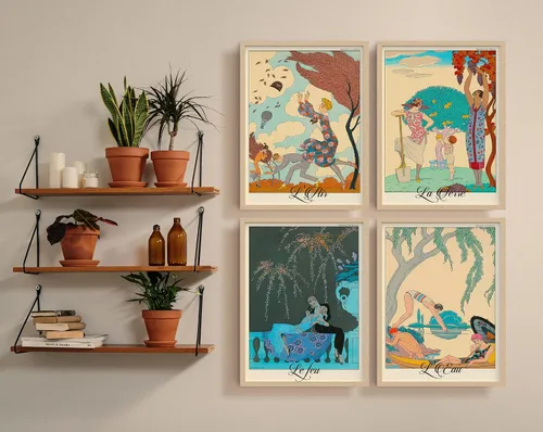 Vista 4 de Carteles de astrología para estética de habitación, decoración de pared de 4 elementos, decoración de habitación de aire y tierra, fuego y agua