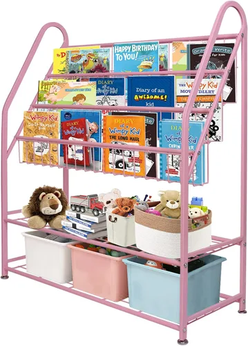 Vista 10 de aboxoo Estantería de metal para niños, grande, independiente, para habitación de los niños, organizador de juguetes de 32 pulgadas, estantería