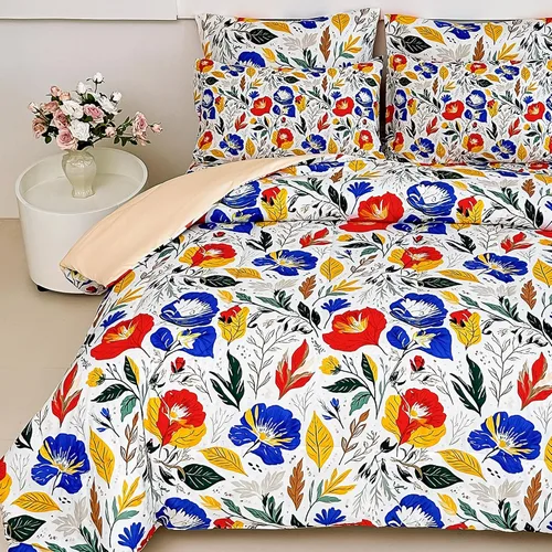 Vista 18 de lasoftan Juego de edredón floral Queen con sábanas, ropa de cama vintage de lujo de 7 piezas, ropa de cama de microfibra suave en una bolsa, juego