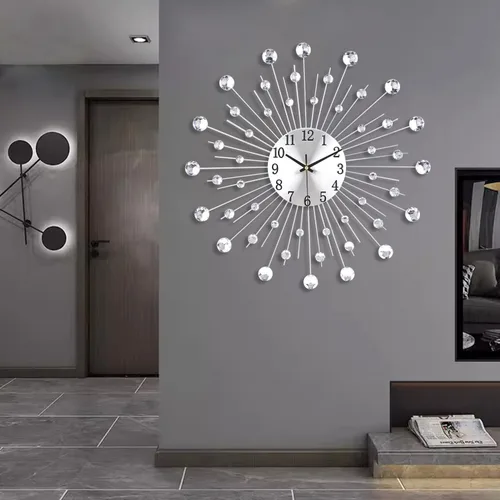 Vista 7 de Reloj de pared grande para sala de estar, relojes de pared modernos silenciosos que funcionan con batería, relojes decorativos sin tictac
