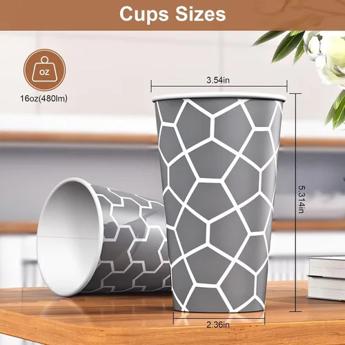 Vista 2 de Vasos de papel de 16 onzas, paquete de 180 tazas calientes desechables aisladas