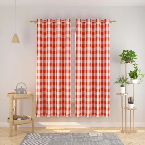 Vista 104 de Cortinas de 24 pulgadas de largo con diseño Buffalo Check Gingham Plaid para ventanas de cocina y baño, tratamiento para ventanas con 2 paneles