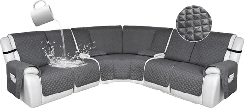 Vista 53 de HDCAXKJ Fundas de sofá seccional reclinable 100% impermeable, forma de L, funda de sofá reclinable lavable acolchada suave para mascotas, perro