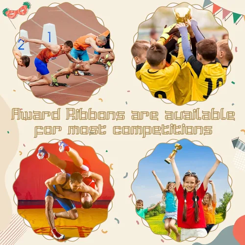 Vista 6 de Cinta de premio en blanco de 12 piezas, premio de premio de 1er lugar, medalla de roseta, cinta de participación de reconocimiento de victoria