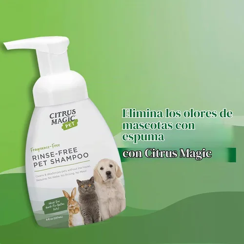 Vista 4 de Citrus Magic Pet Champú para mascotas sin enjuague, 8 onzas líquidas Acondiciona y desodoriza abrigos, ideal para perros, gatos, hurones