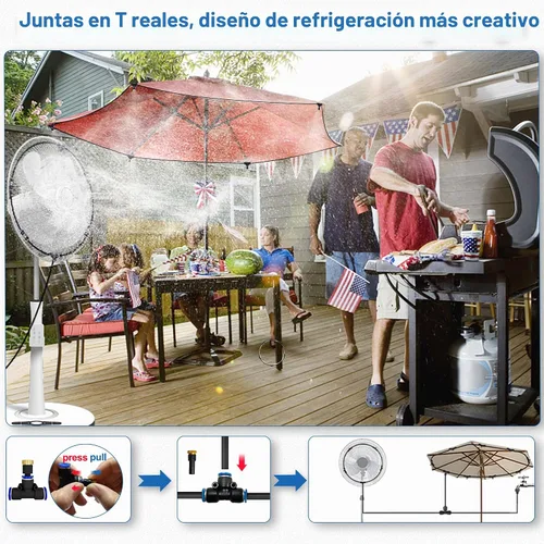 Vista 6 de Kit de nebulización de ventilador para patio exterior de 35 pies, sistema