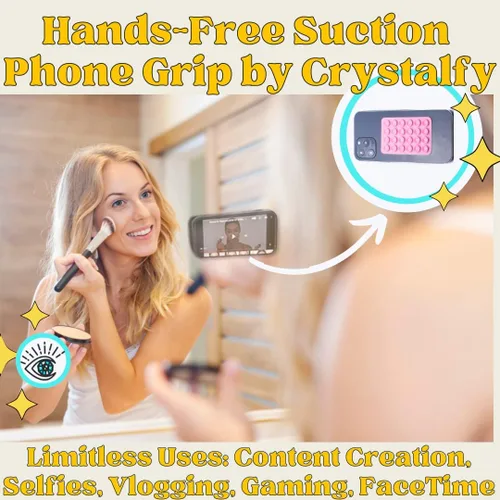 Vista 2 de Grips by CRYSTALFY - Soporte adhesivo de silicona con ventosa para teléfono, soporte adhesivo para iPhone, crea contenido, videos de TikTok