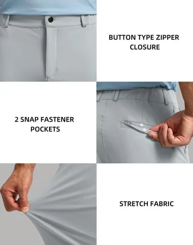 Vista 5 de Soothfeel Pantalones de golf para hombre con 5 bolsillos, ajustados, elásticos, casuales, de viaje, pantalones de trabajo para hombre