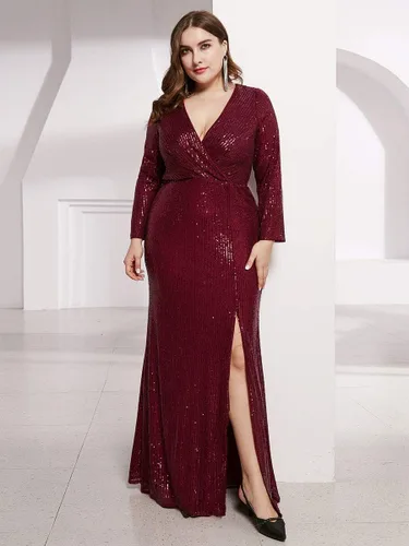 Vista 5 de Ever-Pretty Vestido de invierno para madre de novia con lentejuelas, manga larga, Año Nuevo, cóctel, fiesta de Navidad
