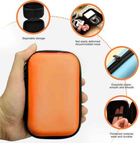 Vista 5 de Estuche de almacenamiento de EVA impermeable, 3 piezas de funda rígida con cremallera para cables, banco de energía y disco duro/4.72x3.35x1.5