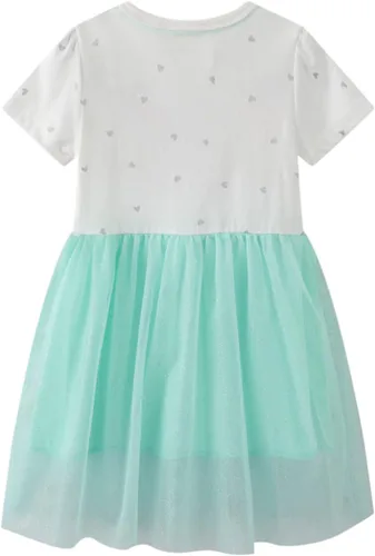 Vista 5 de Vestido de tul de verano para niña pequeña, lindo patrón de dibujos animados, vestido de algodón con lentejuelas a rayas para uso diario para bebé