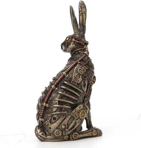 Vista 6 de Veronese Design Estatua de bronce con acabado de conejo estilo steampunk