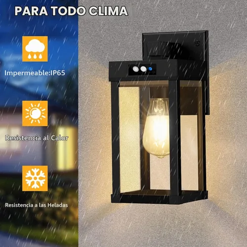 Vista 7 de AEQ Luces solares de pared para exteriores, aplique de pared solar con 3 modos de iluminación y sensor de movimiento, luz de porche impermeable