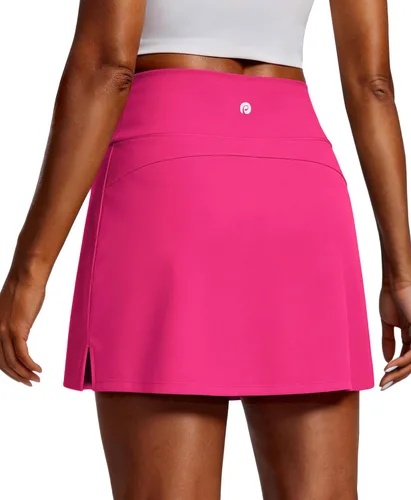 Vista 19 de PINSPARK Faldas de golf para mujer, falda de tenis de cintura alta con 2 bolsillos, UPF 50+, falda atlética elástica para entrenamiento de pickleball