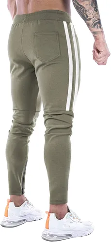 Vista 5 de DIOTSR Pantalones deportivos de entrenamiento para hombre, pantalones de correr ajustados para hombre, pantalones deportivos de gimnasio a rayas