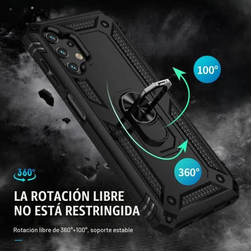 Vista 5 de Funda para Galaxy A13 4G, Samsung A13 4G con protector de pantalla HD, soporte de anillo de grado militar, soporte de automóvil de 15 pies, probada