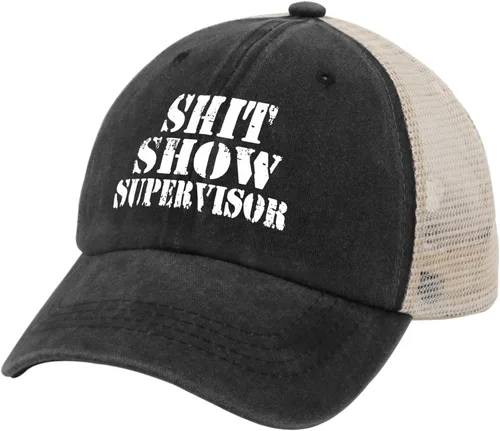 Vista 2 de Gorra de béisbol Shit Show Crew Member Gorra de béisbol para mujer Gorra de mezclilla gráfica ajustable