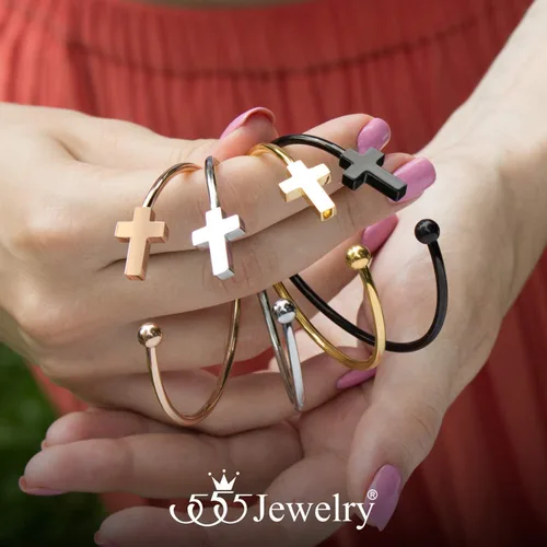 Vista 6 de 555Jewelry - Pulsera de acero inoxidable con símbolo religioso