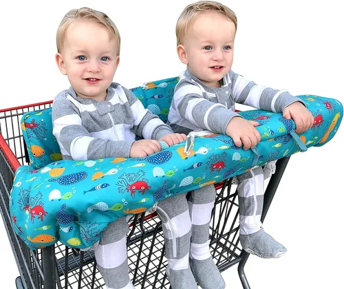 Vista 3 de Funda doble doble para carrito de compras para hermanos bebés con funda de transporte. Se adapta a tiendas de comestibles de almacén al por mayor