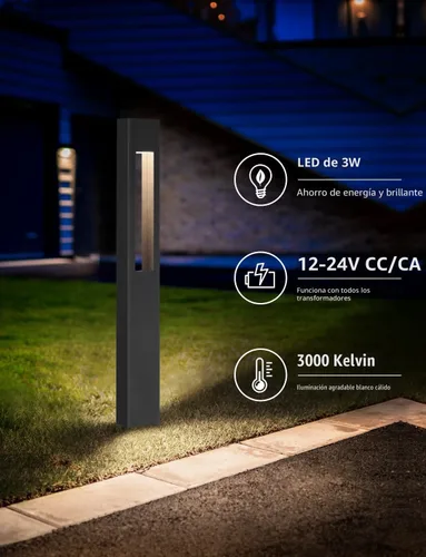 Vista 2 de SUNVIE Luces de sendero de bajo voltaje de 3 W, 3000 K, luces LED de paisaje de bajo voltaje, 12 V, impermeables, luces de sendero de paisaje