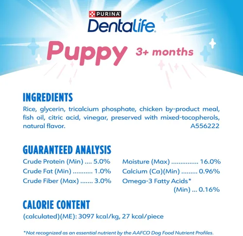 Vista 5 de Dentalife Masticables de dentición para cachorros para perros pequeños de 3 meses en adelante, sabor a pollo, 17.3 onzas, 19 masticables – bolsa