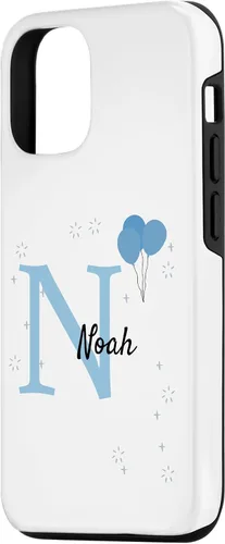 Vista 2 de iPhone 14 Noah Motif with Boys Name - Funda con aspecto azul