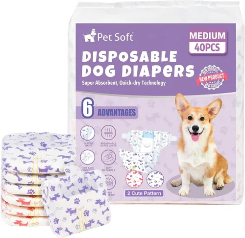 Vista 11 de Pet Soft Pañales desechables para perras – Pañales desechables para perritos con indicador de humedad, pañal para cachorros y gatos súper