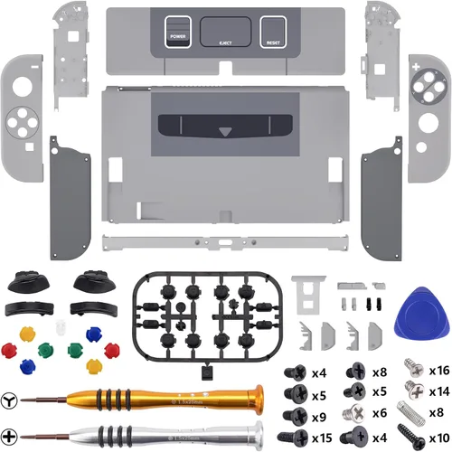 Vista 3 de eXtremeRate DIY Full Set Shell Buttons for Nintendo Switch OLED, Soft Touch Replacement Console Back Plate & Kickstand, Custom Case Housing for