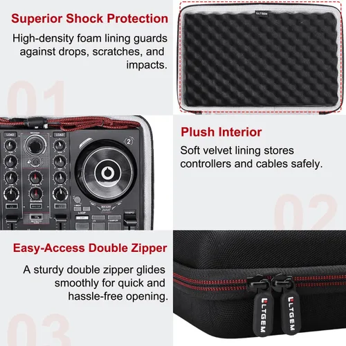 Vista 3 de LTGEM - Funda para controlador de DJ Hercules DJControl Inpulse 200 / DJControl Inpulse 200 MK2 - Bolsa de transporte protectora de viaje